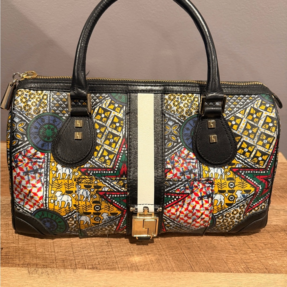 L.A.M.B. Black and Yellow Patterned Satchel
